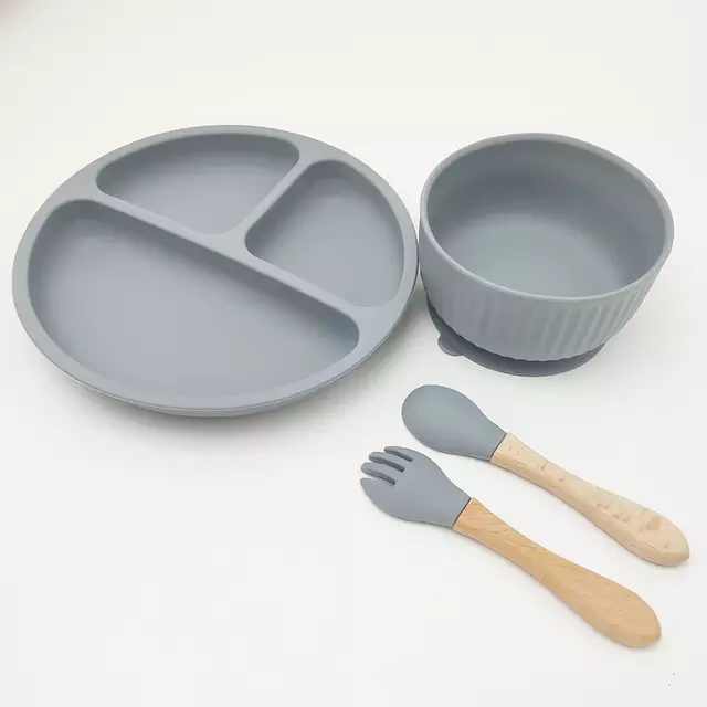 Silicone Plate, Bowl, Spoon and Fork